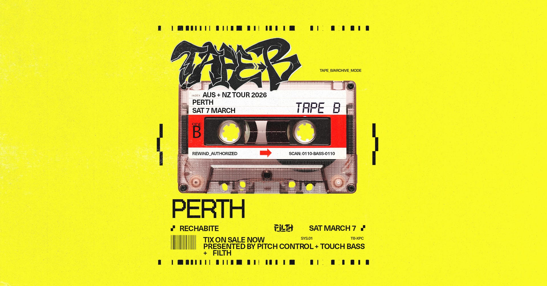 TAPE B | PERTH 𝗧𝗔𝗣𝗘 𝗕 𝗔𝗨𝗦 + 𝗡𝗭 𝗧𝗢𝗨𝗥 𝟮𝟲' PERTH
