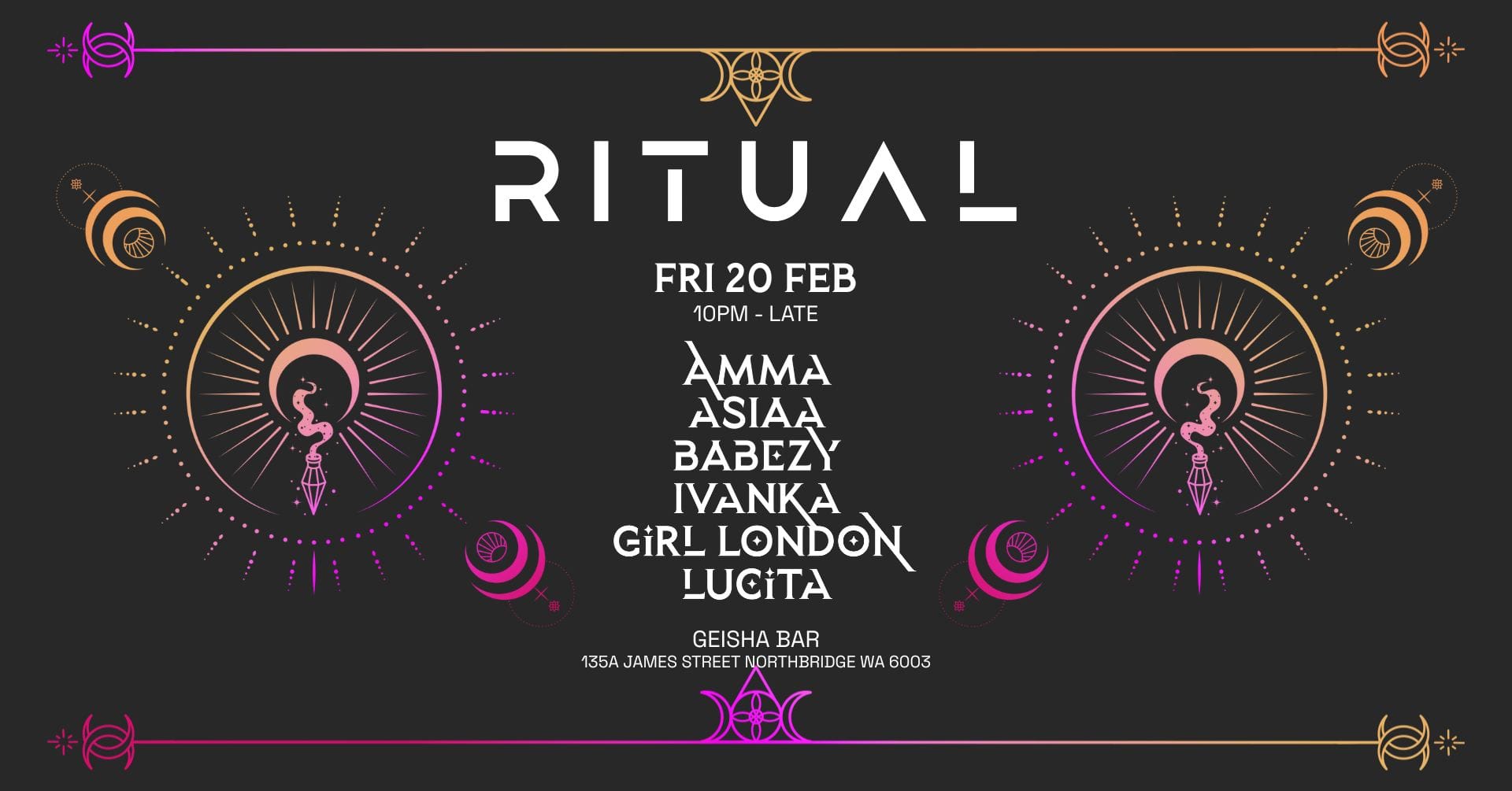 RITUAL is back, taking over Geisha for a night of deep connection and shared movement 🕯️ 🗓️ Friday, 20 February 2026 📍 Geisha Bar