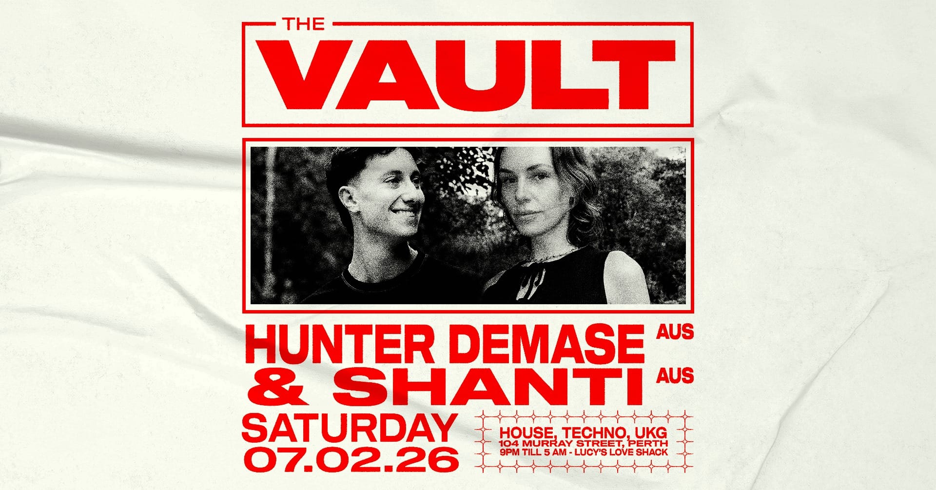 𝗧𝗵𝗲 𝗩𝗮𝘂𝗹𝘁 | 𝗦𝗮𝘁𝘂𝗿𝗱𝗮𝘆𝘀 𝗳𝘁. 𝗛𝘂𝗻𝘁𝗲𝗿 𝗗𝗲𝗺𝗮𝘀𝗲 (𝗔𝗨𝗦) & 𝗦𝗵𝗮𝗻𝘁𝗶 (𝗔𝗨𝗦) Perth 2026