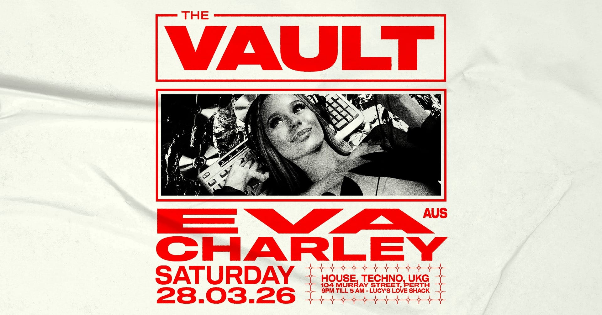 𝗧𝗵𝗲 𝗩𝗮𝘂𝗹𝘁 | 𝗦𝗮𝘁𝘂𝗿𝗱𝗮𝘆𝘀 𝗳𝘁. 𝗘𝘃𝗮 𝗖𝗵𝗮𝗿𝗹𝗲𝘆 (𝗔𝗨𝗦) Eva Charley makes her debut at The Vault to end March with a bang.