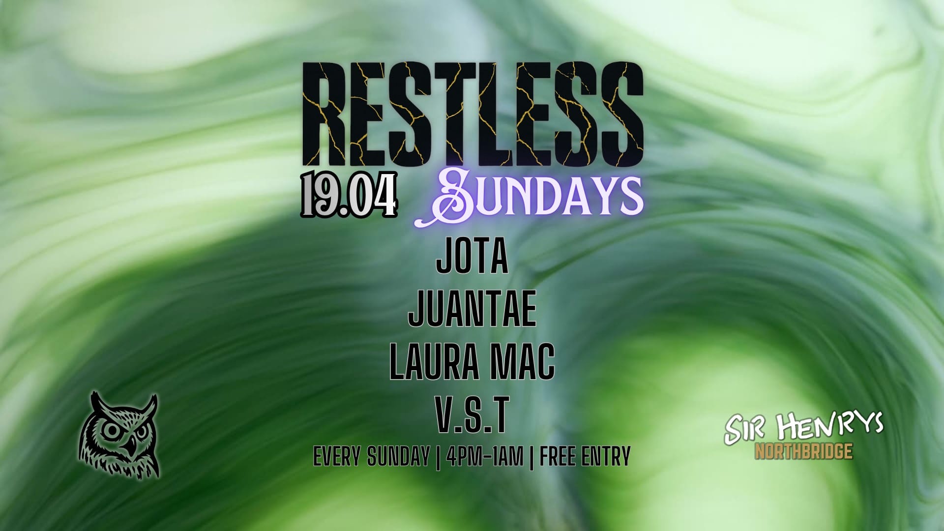 Stay Restless xx SUN - 19.04.2026 - 4PM-1AM Jota Juantae Laura Mac V.S.T + Restless DJs