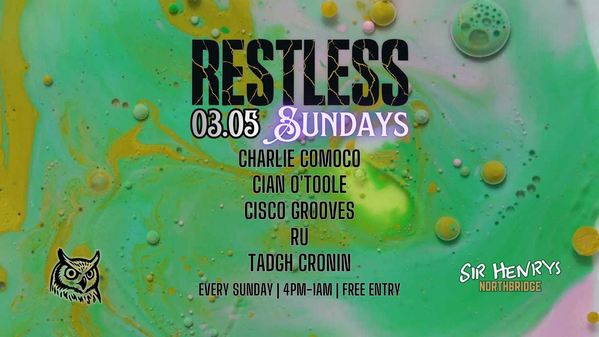 Restless Sundays home at Sir Henry's Northbridge all Summer long, starting things off at 4pm