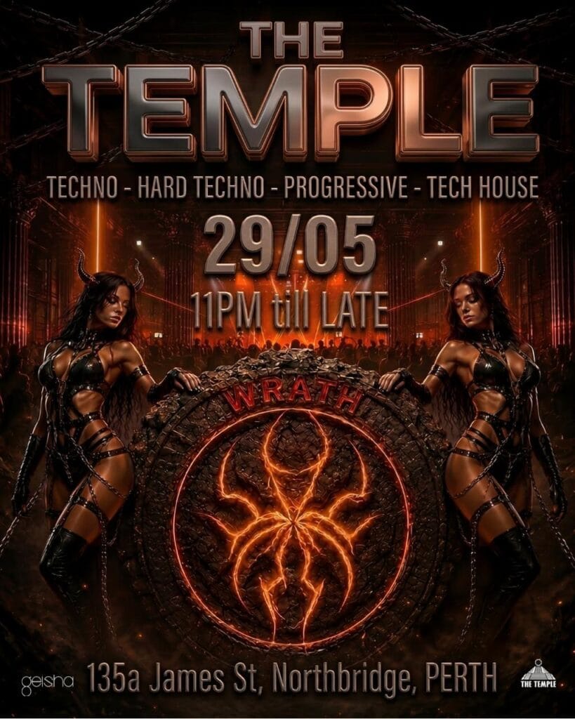 THE TEMPLE WARTH seven deadly sins edition 18+ 11:00pm, Fri 29th May 2026 - 05:00am, Sat 30th May 2026 Geisha Bar