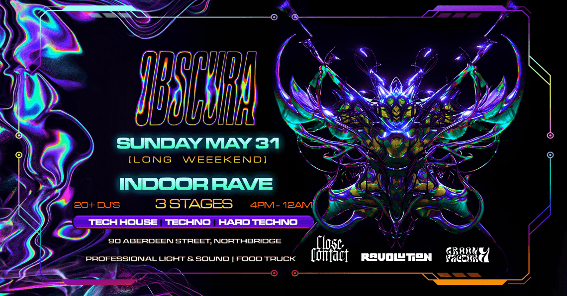 OBSCURA Experience [3 STAGES] 18+ 04:00pm, Sun 31st May 2026 The Aberdeen Hotel