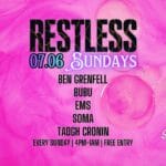 Restless Sundays home at Sir Henry's Northbridge every single Sunday, starting things off at 4pm with and taking through until 1am with some of Perth's favourite local talent, each and every Weekend..