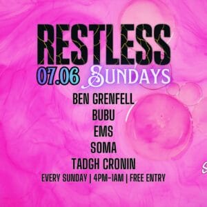 Restless Sundays home at Sir Henry's Northbridge every single Sunday, starting things off at 4pm with and taking through until 1am with some of Perth's favourite local talent, each and every Weekend..